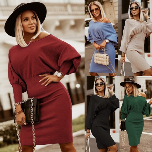 Womens Casual Long Sleeve T Shirt Dress V-Neck Casual Long Dresses Casual Pleated Long Sleeve Mini Dress