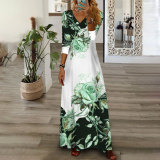 Women's Spring Summer Dresses 2023 Casual Resort Dress V-Neck-Print Lace-Paneled Casual Holiday Dress