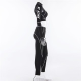 Printed Mesh Perspective Slim Fit Long Sleeve Casual Set