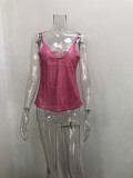 Womens Plus Size Womens Glitter Strappy Hot Stamping Tank Tops Ladies Sexy Cami Vest Clubwear