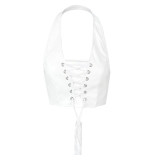 Sultry Strap PU Crop Top