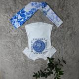 Casual Printed Letter Short Sleeve Pant Set
