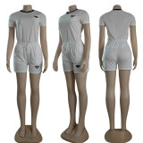 Casual Short Sleeve Cotton Sweatshirt Short Outfits Two Pieces