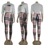 Casual Printed Letter Short Sleeve Pant Set