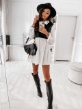 Stand Collar Zipper Long Sleeves Mini Dress Casual Autumn Winter Fashion Pocket Pu Leather Dress