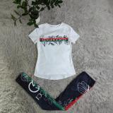 Casual Printed Letter Short Sleeve Pant Set