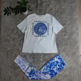 Summer Fashion Plus Size Short Sleeve Printed Trousers Woment Set