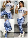 Casual Printed Letter Short Sleeve Pant Set