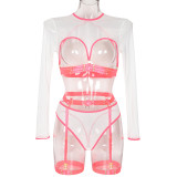 Seductive Mesh and Strap Three-Piece Set