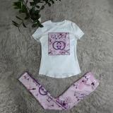 Casual Printed Letter Short Sleeve Pant Set