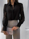 Lace Sleeve Women's Button-Up Shirt