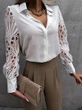 Lace Sleeve Women's Button-Up Shirt