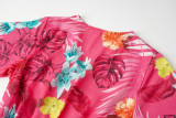 Summer Blossom Print Crinkle Short Sleeve Dress