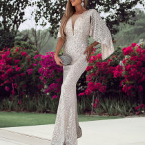 Stunning Silver Mermaid Sequin Dress