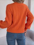 Casual Solid Color Lapel Plaid Knitted Pullover Women's Sweaters 2023
