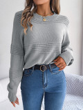 Autumn/Winter Casual Round Neck Long Sleeve Knitted Pullover Sweater