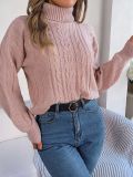 2023 Autumn/Winter Casual Turtleneck Twist Long Sleeve Knitted Pullover Sweater Amazon Women's Clothing