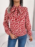 Autumn/winter Contrast Color Lace Lantern Sleeve Chiffon Shirt Tops