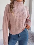 2023 Autumn/Winter Casual Turtleneck Twist Long Sleeve Knitted Pullover Sweater Amazon Women's Clothing