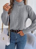 2023 Autumn/Winter Casual Turtleneck Twist Long Sleeve Knitted Pullover Sweater Amazon Women's Clothing
