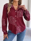 Autumn/Winter Printed Letter Tailored Collar Long Sleeve Shirts