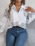 Autumn/Winter Printed Letter Tailored Collar Long Sleeve Shirts