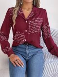 Autumn/Winter Printed Letter Tailored Collar Long Sleeve Shirts