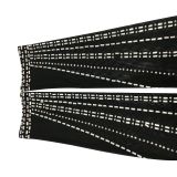 Women's Fashion Mesh Beaded See Through Long Seeve Two Piece Long Skirt Set