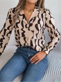 Autumn/Winter Contrast Color Striped Tailored Collar Long Sleeve Shirts