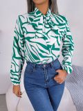 Casual Contrast Stripe Tie Balloon Sleeve Chiffon Top