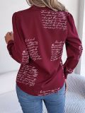 Autumn/Winter Printed Letter Tailored Collar Long Sleeve Shirts