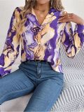 Autumn Casual Contrast Tailored Collar Long Sleeve Shirt