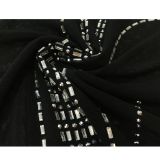 Women's Fashion Mesh Beaded See Through Long Seeve Two Piece Long Skirt Set