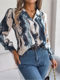 Autumn Casual Contrast Tailored Collar Long Sleeve Shirt