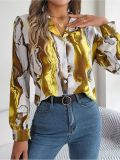 Autumn Casual Contrast Tailored Collar Long Sleeve Shirt