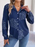 Autumn/Winter Printed Letter Tailored Collar Long Sleeve Shirts