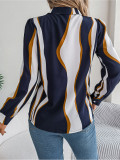 Autumn Casual All-match Contrast Tailored Collar Long Sleeve Shirt