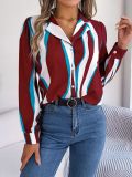 Autumn Casual All-match Contrast Tailored Collar Long Sleeve Shirt