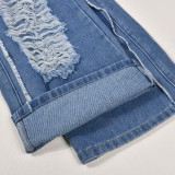 Tassels and Distressed Wash Frayed Jeans