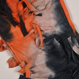 Crop Top and Backless Tie-Dye Suit Set