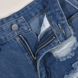 Tassels and Distressed Wash Frayed Jeans