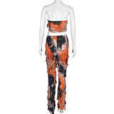 Crop Top and Backless Tie-Dye Suit Set