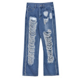 Tassels and Distressed Wash Frayed Jeans