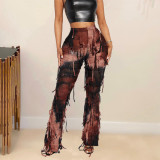 Street-style Personality Tie-dye Fringe Pants