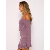 Solid Color Reverse Edge Design Off Shoulder Skirt Set