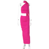 Open Back Strap Irregular Bra Top Slim Fit Half Skirt Two Sets
