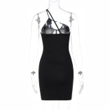 Lace Detailing Sheer Backless Bandage Dress