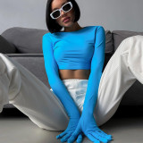 Crop Top Tees with Fingerless Gloves