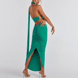 Open Back Strap Irregular Bra Top Slim Fit Half Skirt Two Sets