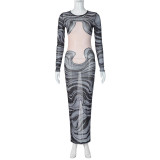 High Slit Sheer Mesh Maxi Dress